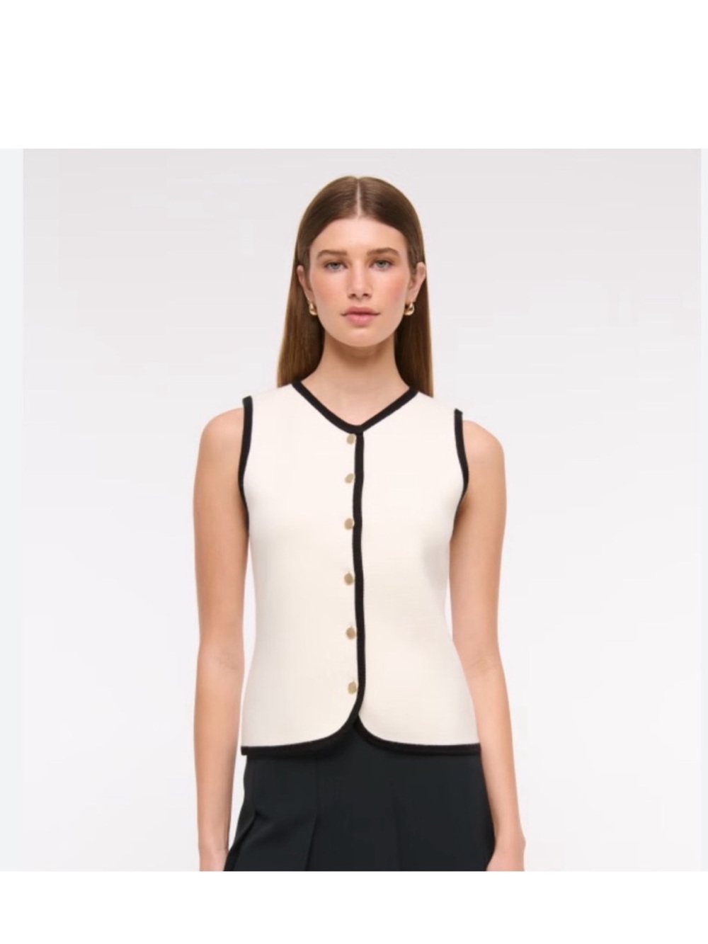 NWOT Abercrombie cream knit vest with black trim